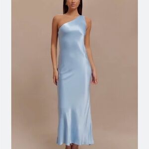 Meshki camill One-Shoulder Blue Dress satin